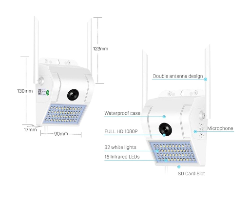 Wifi IP Camera Wall Lamp Security Outdoor Two Way Audio